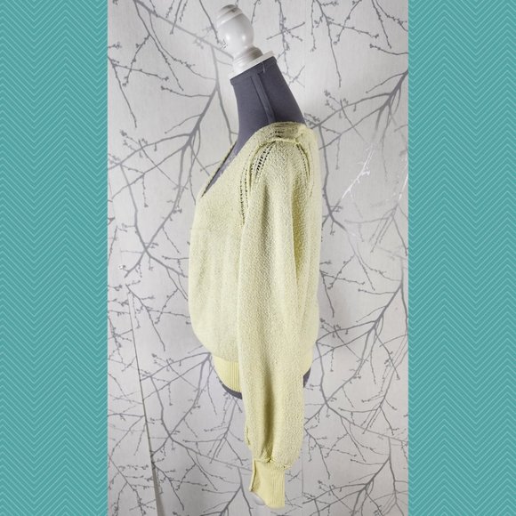 Free People Pale Yellow Distressed Riptide Sweater - Picture 3 of 5